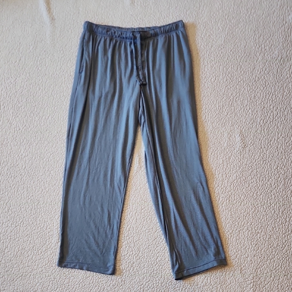 George Supet Soft Relaxed Fit Pin Striped Wide Leg Loungwear Sleepwear PJs Pants